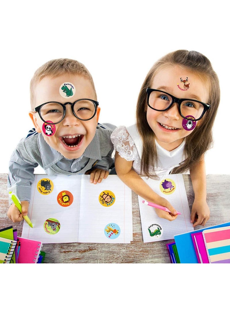 500 Round Cartoon Animal Stickers Per, Children'S Teacher Reward Stickers School Supplies, Small Animal Reward Roll Stickers Toilet Training Stickers, Suitable For School Classroom Home, Eight Pattern Loop Stickers (Series 3) - Image 3